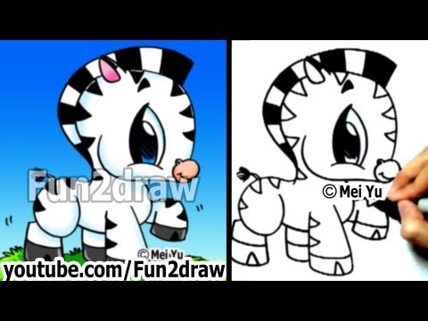 Drawing video on how to draw a zebra cute and easy.