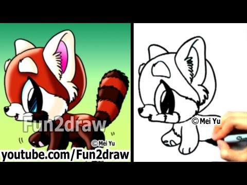 Watch how to draw a red panda cute and easy!