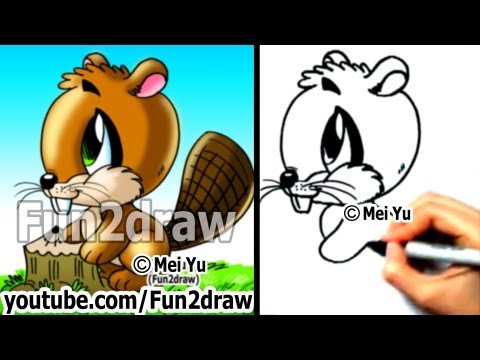 Art class on how to draw a beaver in a cute Fun2draw style.