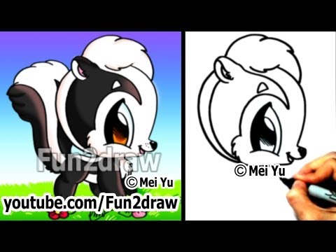 In this art video, Mei Yu shows you how to draw a skunk cute and easy!