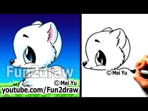 Drawing class on how to draw an arctic fox, cute and easy.